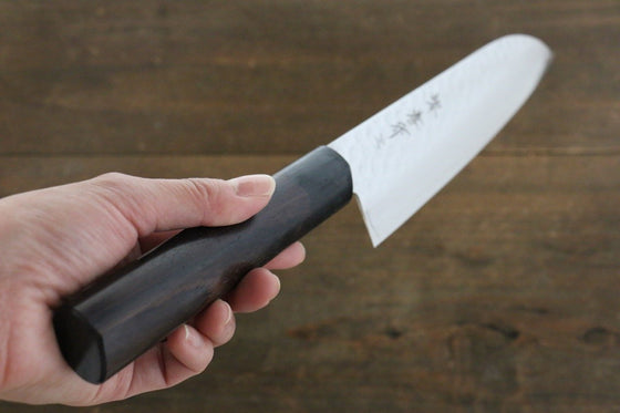 Sakai Takayuki AUS10 45 Layer Damascus Santoku 180mm Shitan Handle - Japanny - Best Japanese Knife