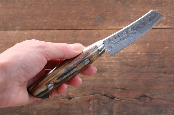 Kazuo Nomura VG10 Damascus Kiritsuke 90mm Brown Cow Bone Handle - Japanny - Best Japanese Knife