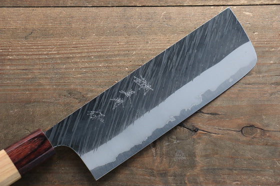 Yu Kurosaki Fujin Blue Super Hammered Nakiri  165mm Keyaki (Japanese Elm) Handle - Japanny - Best Japanese Knife