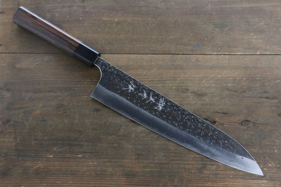 Yu Kurosaki Blue Super Hammered Gyuto 240mm Shitan Handle - Japanny - Best Japanese Knife