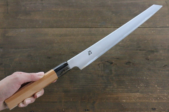 Sakai Takayuki Homura Hien Blue Steel No.2 Kengata Yanagiba  300mm Yew Tree Handle - Japanny - Best Japanese Knife