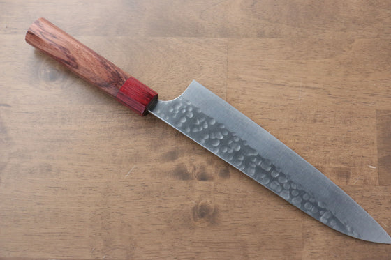 Yoshimi Kato Silver Steel No.3 Hammered Gyuto Japanese Chef Knife 210mm with Red Honduras Handle - Japanny - Best Japanese Knife