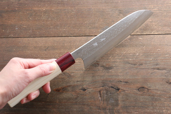 Seisuke VG10 16 Layer Hammered Damascus Santoku Japanese Knife 165mm with Magnolia Handle - Japanny - Best Japanese Knife