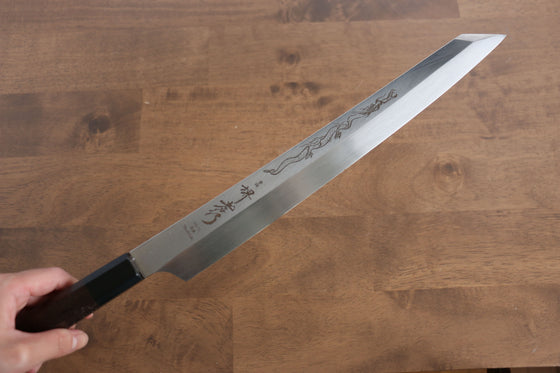 Sakai Takayuki Honyaki VG10 Dragon engraving Kengata Yanagiba  300mm Wenge Handle with Sheath - Japanny - Best Japanese Knife