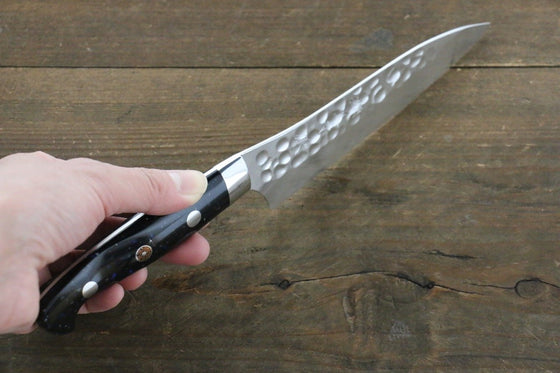 Yu Kurosaki R2 Clad Hammered Petty Japanese Chef Knife 130mm Black Stone Handle - Japanny - Best Japanese Knife