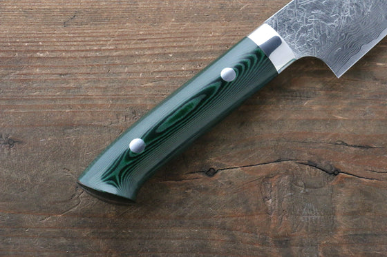 Takeshi Saji R2/SG2 Diamond Finish Damascus Gyuto 210mm Green Micarta Handle - Japanny - Best Japanese Knife