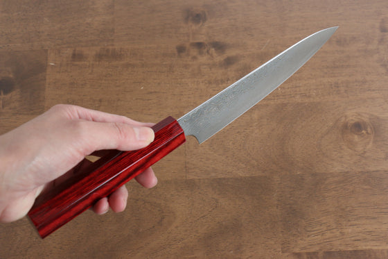 Kei Kobayashi R2/SG2 Damascus Petty-Utility  150mm Red Lacquered Handle - Japanny - Best Japanese Knife