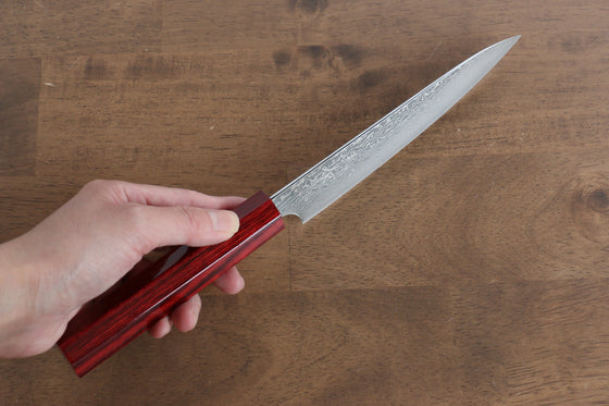 Kei Kobayashi R2/SG2 Damascus Petty-Utility  150mm Red Lacquered Handle - Japanny - Best Japanese Knife