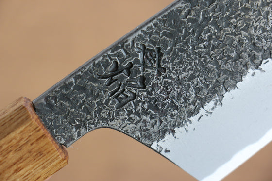 Sakai Takayuki Homura Guren Blue Steel No.2 Kurouchi Hammered Gyuto 225mm Burnt Oak Handle - Japanny - Best Japanese Knife