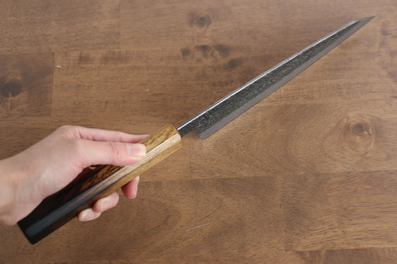 Sakai Takayuki Homura Guren Blue Steel No.2 Kurouchi Hammered Gyuto 225mm Burnt Oak Handle - Japanny - Best Japanese Knife