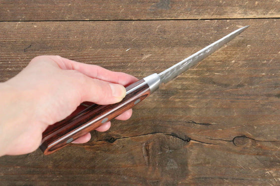Paring knife VG10 80mm 17 Layer Damascus Hanmmer Finish Mahogany integrated  handle MAHITOTU selection- Kabukiknives Buy Japanese Knife