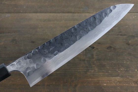 Seisuke Blue Steel No.2 Hammered Damascus Gyuto 240mm Shitan Handle - Japanny - Best Japanese Knife
