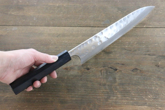Seisuke Blue Steel No.2 Hammered Damascus Gyuto 210mm Shitan Handle - Japanny - Best Japanese Knife
