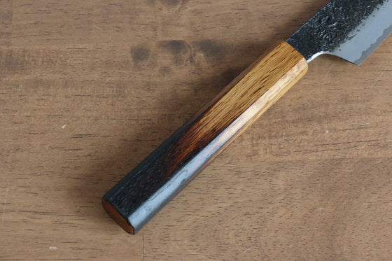 Sakai Takayuki Homura Guren Blue Steel No.2 Kurouchi Hammered Kiritsuke Petty-Utility 150mm Burnt Oak Handle - Japanny - Best Japanese Knife
