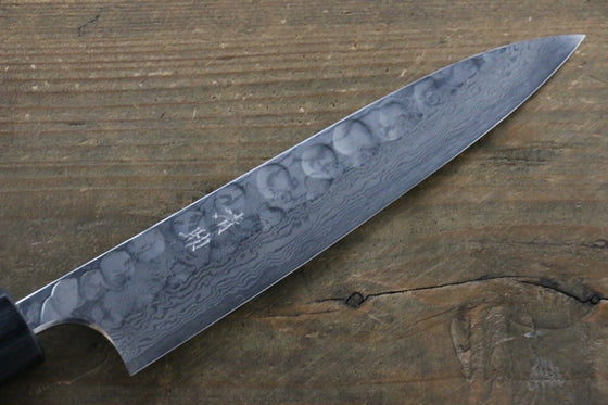 Seisuke Blue Steel No.2 Hammered Damascus Petty-Utility 150mm Shitan Handle - Japanny - Best Japanese Knife