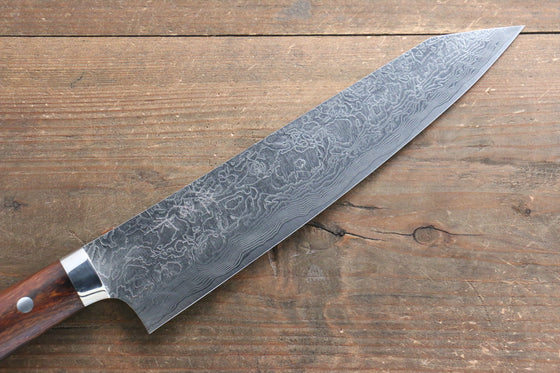 Takeshi Saji R2/SG2 Diamond Finish Damascus Kiritsuke  240mm Ironwood Handle - Japanny - Best Japanese Knife