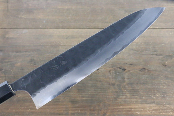 Seisuke Blue Steel No.2 Hammered Kurouchi Gyuto  240mm Shitan Handle - Japanny - Best Japanese Knife