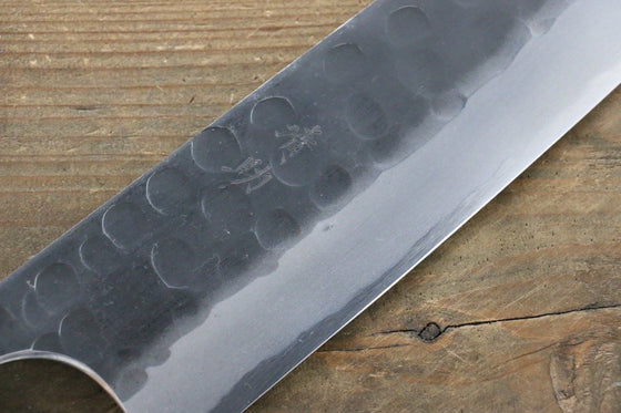 Seisuke Blue Steel No.2 Hammered Kurouchi Gyuto  240mm Shitan Handle - Japanny - Best Japanese Knife