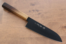  Sakai Takayuki Kurokage VG10 Hammered Teflon Coating Santoku  170mm Burnt Oak Handle - Japanny - Best Japanese Knife