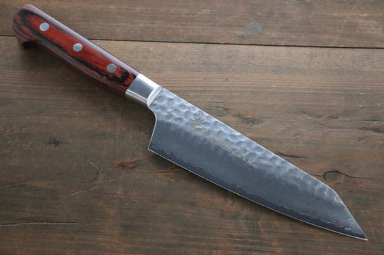 Sakai Takayuki VG10 33 Layer Damascus Kiritsuke Santoku 160mm Mahogany Pakka wood Handle - Japanny - Best Japanese Knife