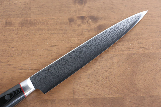 Seisuke VG10 Mirrored Finish Damascus Slicer 210mm Black Micarta Handle - Japanny - Best Japanese Knife
