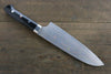 Takeshi Saji Blue Steel No.2 Colored Damascus Santoku Japanese Knife 180mm Black Micarta Handle - Japanny - Best Japanese Knife