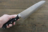Takeshi Saji Blue Steel No.2 Colored Damascus Santoku Japanese Knife 180mm Black Micarta Handle - Japanny - Best Japanese Knife