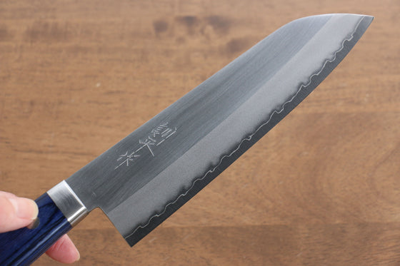 Kunihira VG1 Migaki Finished Santoku 170mm Blue Pakka wood Handle - Japanny - Best Japanese Knife