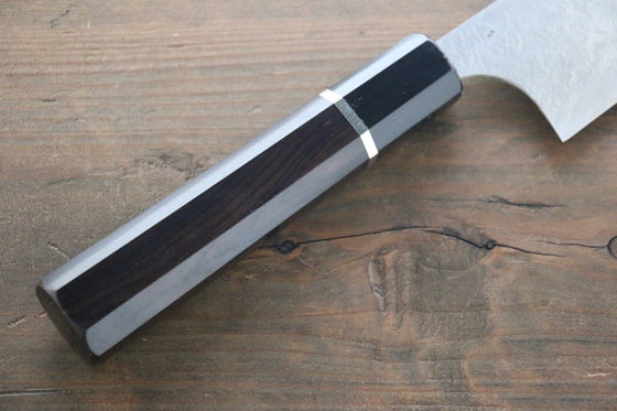 Takeshi Saji R2/SG2 Diamond Finish Damascus Gyuto Japanese Knife 210mm Ebony Wood Handle - Japanny - Best Japanese Knife