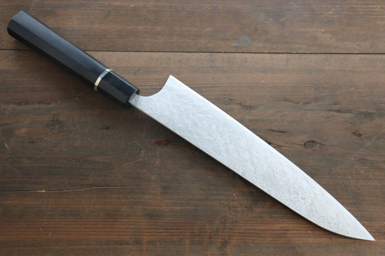 Takeshi Saji R2/SG2 Diamond Finish Damascus Gyuto 240mm Ebony Wood Handle - Japanny - Best Japanese Knife