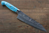 Yu Kurosaki Fujin SPG2 Hammered Damascus Gyuto  180mm Turquoise Handle - Japanny - Best Japanese Knife