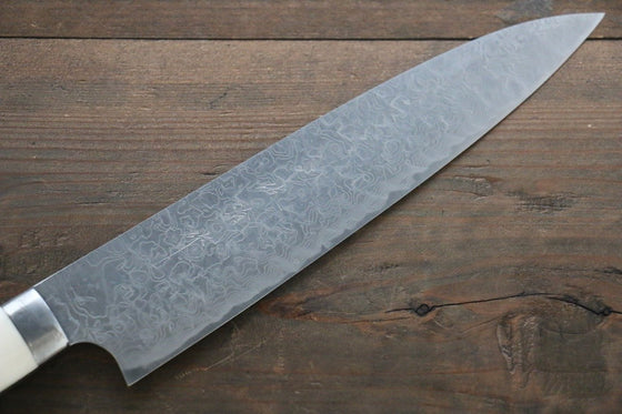 Takeshi Saji R2/SG2 Diamond Finish Damascus Gyuto 210mm Cow Bone Handle - Japanny - Best Japanese Knife