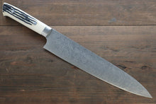  Takeshi Saji R2/SG2 Diamond Finish Damascus Gyuto 240mm Cow Bone Handle - Japanny - Best Japanese Knife