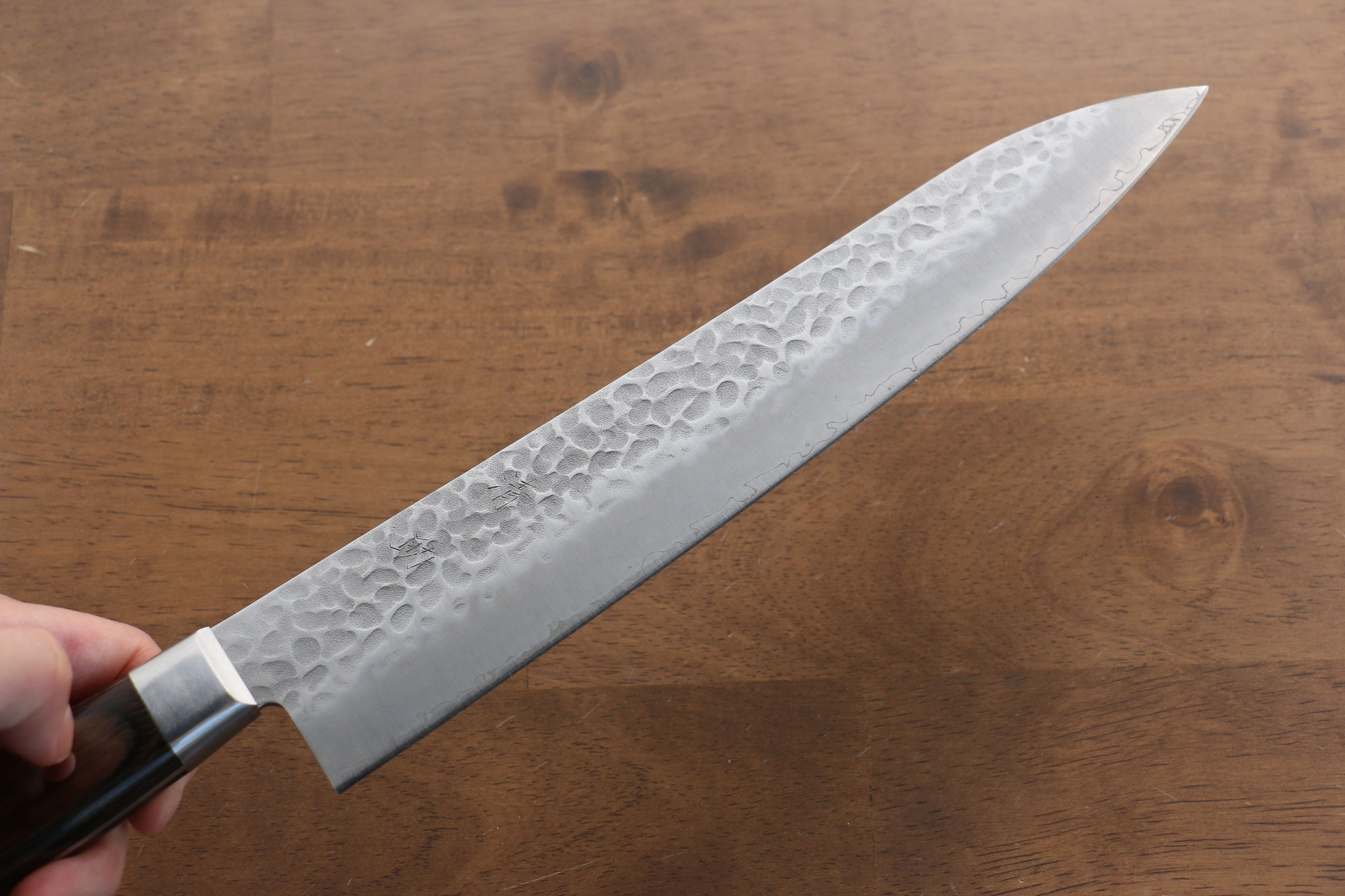 Seisuke AUS8 Hammered Gyuto Japanese Knife 240mm Brown Pakka wood Handle - Japanny - Best Japanese Knife