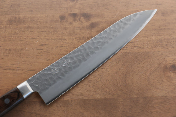 Seisuke AUS8 Hammered Gyuto 210mm Brown Pakka wood Handle - Japanny - Best Japanese Knife