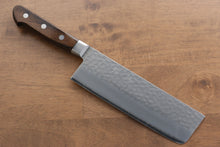 Seisuke AUS8 Hammered Nakiri 165mm Brown Pakka wood Handle - Japanny - Best Japanese Knife