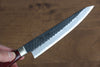 Seisuke Blue Super Hammered Kurouchi Petty-Utility 135mm Red Pakka wood Handle - Japanny - Best Japanese Knife
