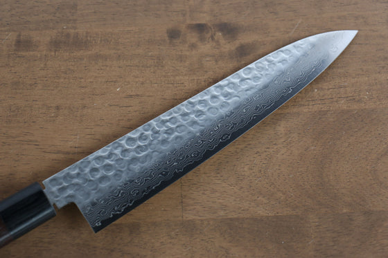 Seisuke VG10 16 Layer Hammered Damascus Gyuto 210mm Shitan Handle - Japanny - Best Japanese Knife