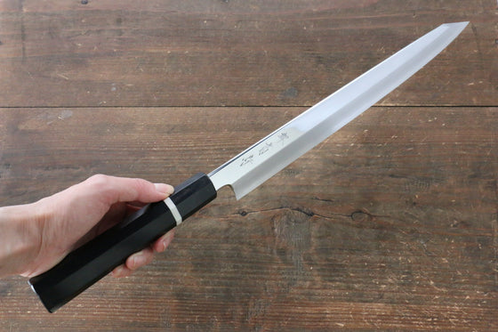 Kikumori R2/SG2 Mirrored Finish Kiritsuke Yanagiba Japanese Knife 300mm with Ebony Wood Handle (With White Ring) - Japanny - Best Japanese Knife