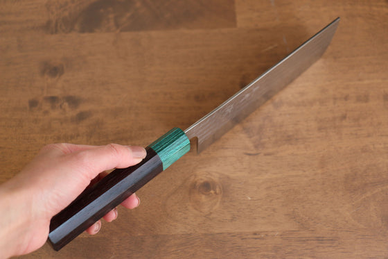 Yu Kurosaki Senko Ei R2/SG2 Hammered Nakiri 165mm Shitan (ferrule: Green Pakka wood) Handle - Japanny - Best Japanese Knife