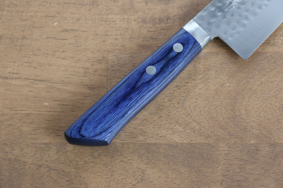 Kunihira Kokuryu VG10 Hammered Santoku  170mm Blue Pakka wood Handle - Japanny - Best Japanese Knife