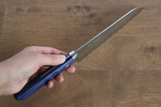 Kunihira Kokuryu VG10 Hammered Santoku  170mm Blue Pakka wood Handle - Japanny - Best Japanese Knife