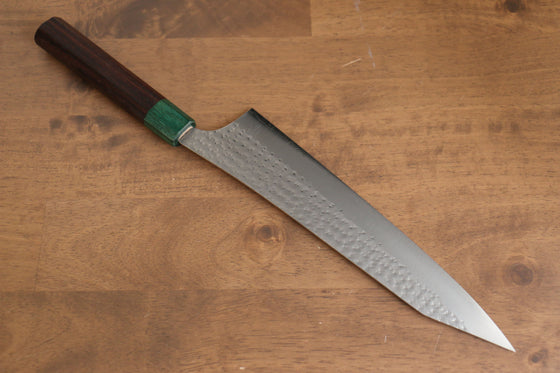 Yu Kurosaki Senko Ei R2/SG2 Hammered Gyuto 240mm Shitan (ferrule: Green Pakka wood) Handle - Japanny - Best Japanese Knife