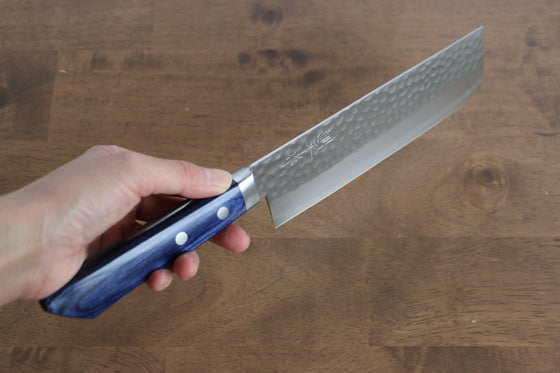 Kunihira Kokuryu VG10 Hammered Usuba 165mm Blue Pakka wood Handle - Japanny - Best Japanese Knife