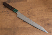  Yu Kurosaki Senko Ei R2/SG2 Hammered Sujihiki 240mm Shitan (ferrule: Green Pakka wood) Handle - Japanny - Best Japanese Knife