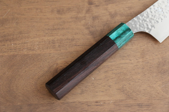 Yu Kurosaki Senko Ei R2/SG2 Hammered Bunka 165mm Shitan (ferrule: Green Pakka wood) Handle - Japanny - Best Japanese Knife