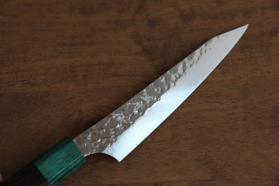 Yu Kurosaki Senko Ei R2/SG2 Hammered Petty-Utility  130mm Shitan (ferrule: Green Pakka wood) Handle - Japanny - Best Japanese Knife