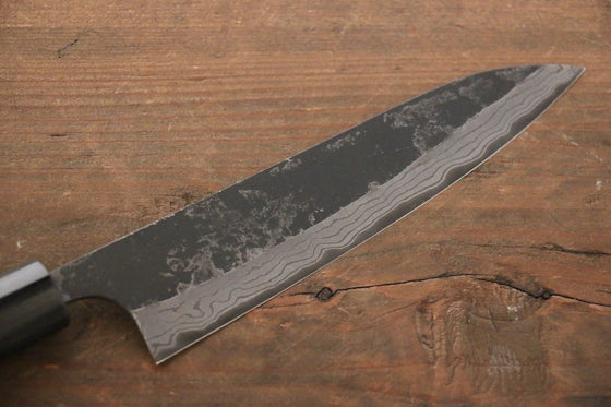 Ogata White Steel No.2 Kurouchi Damascus Petty-Utility 150mm with Shitan Handle - Japanny - Best Japanese Knife