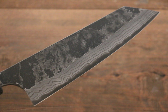 Ogata White Steel No.2 Kurouchi Damascus Bunka 180mm with Shitan Handle - Japanny - Best Japanese Knife