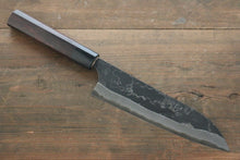  Ogata White Steel No.2 Kurouchi Damascus Santoku 180mm with Shitan Handle - Japanny - Best Japanese Knife